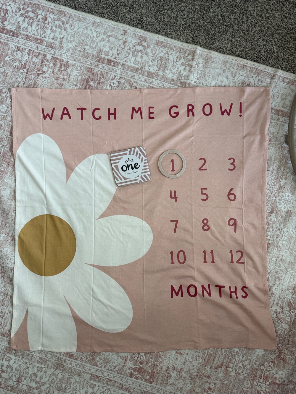 Carter's Blush Pink Milestone Blanket with White Daisy